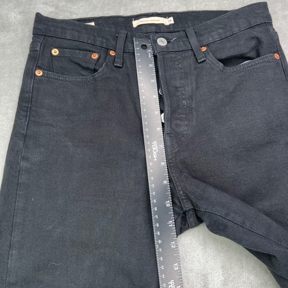 Levis Premium Jeans Womens 26 Black Wedgie Straight American Button Fly Denim - Picture 8 of 14